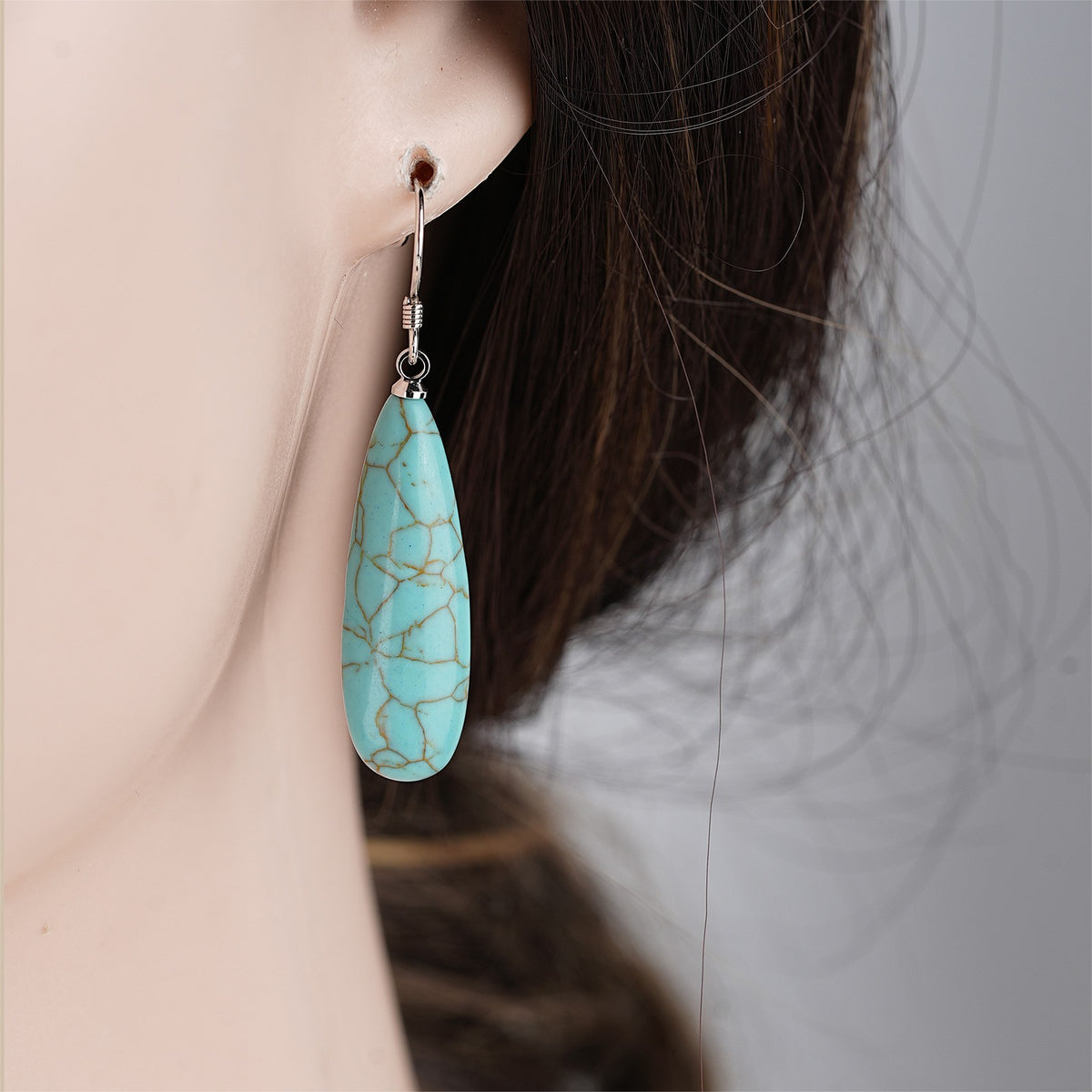Boho Turquoise Webbed Teardrop Earrings
