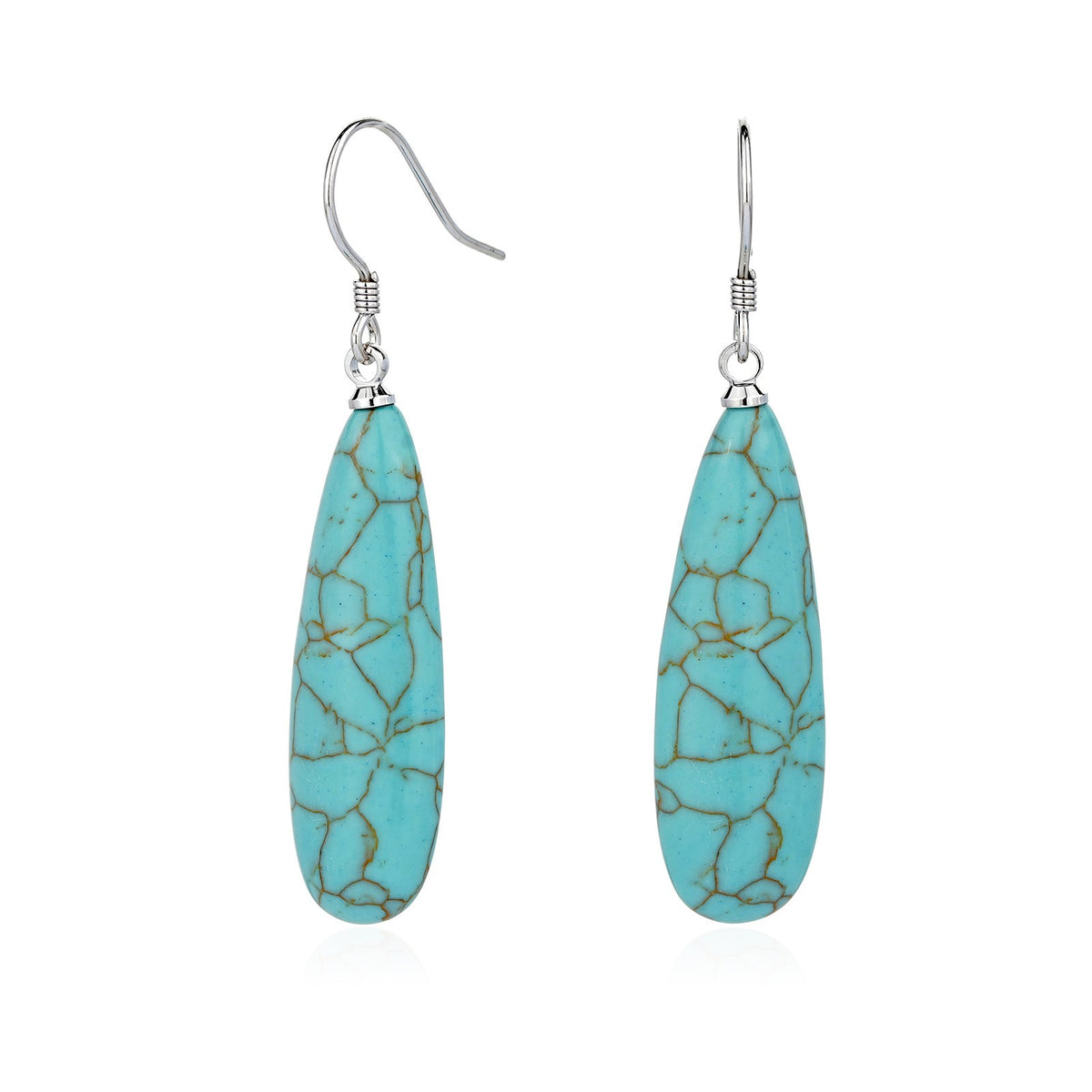 Boho Turquoise Webbed Teardrop Earrings