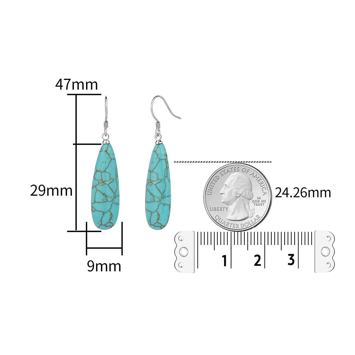Boho Turquoise Webbed Teardrop Earrings
