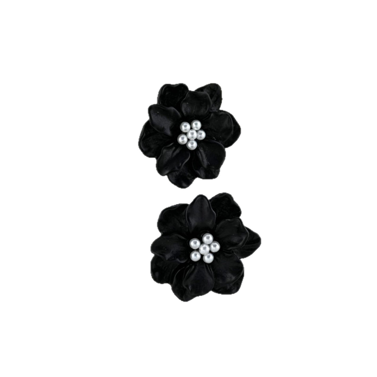 Classy Black Resin Flower Stud Earrings