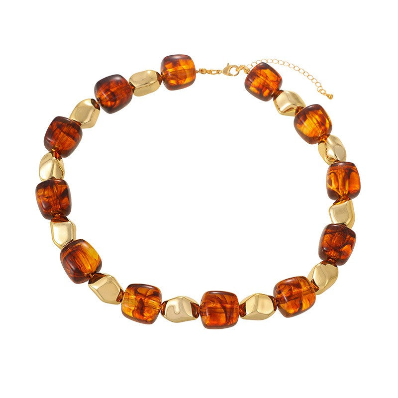 Boho Colorful Irregular Resin Cube Necklace