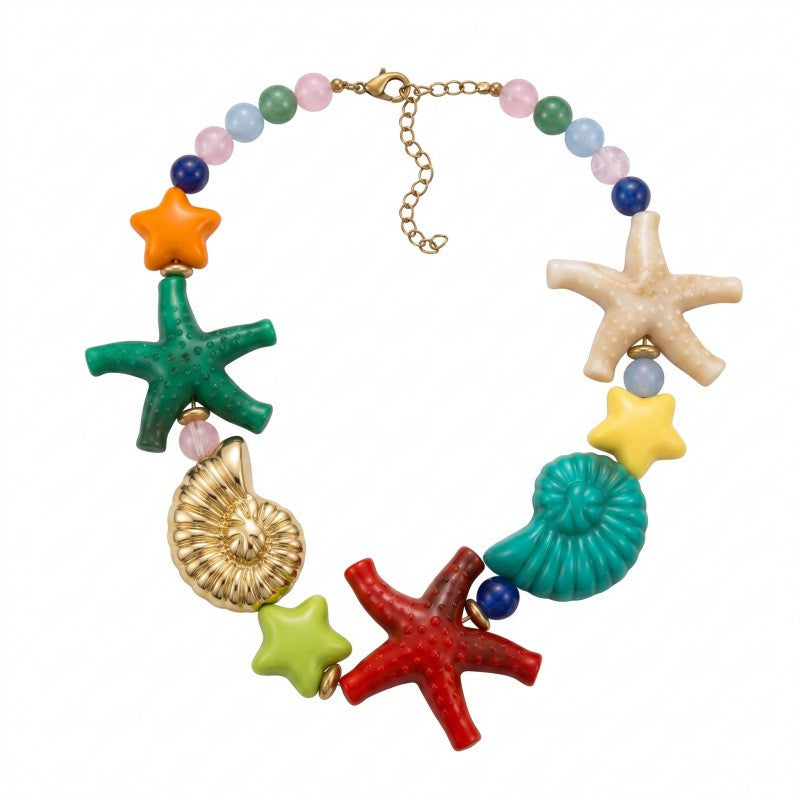 Boho Colorful Resin Starfish Necklace