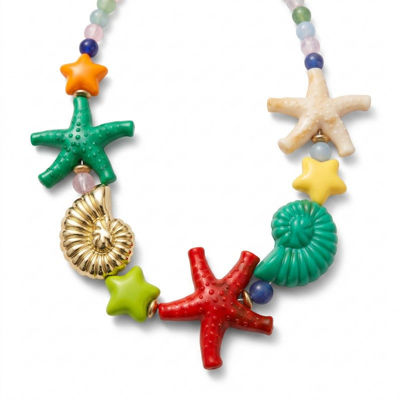 Boho Colorful Resin Starfish Necklace