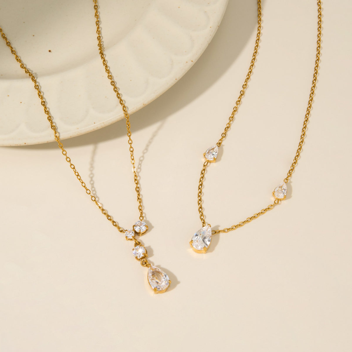 Dainty Layered Teardrop Zirconia Necklace