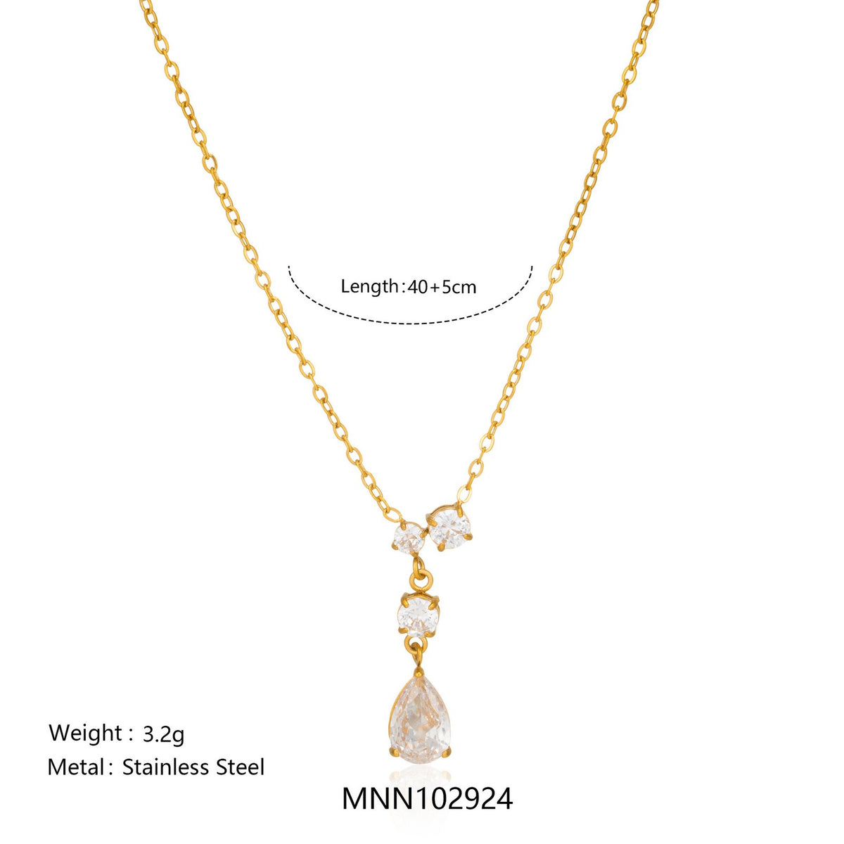 Dainty Layered Teardrop Zirconia Necklace