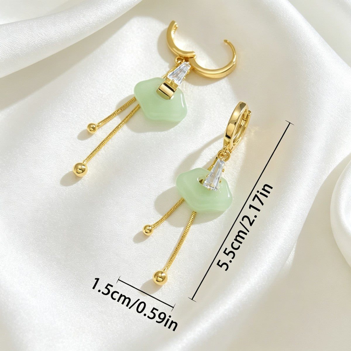 Classy Green Geometric Huggie Dangle Earrings