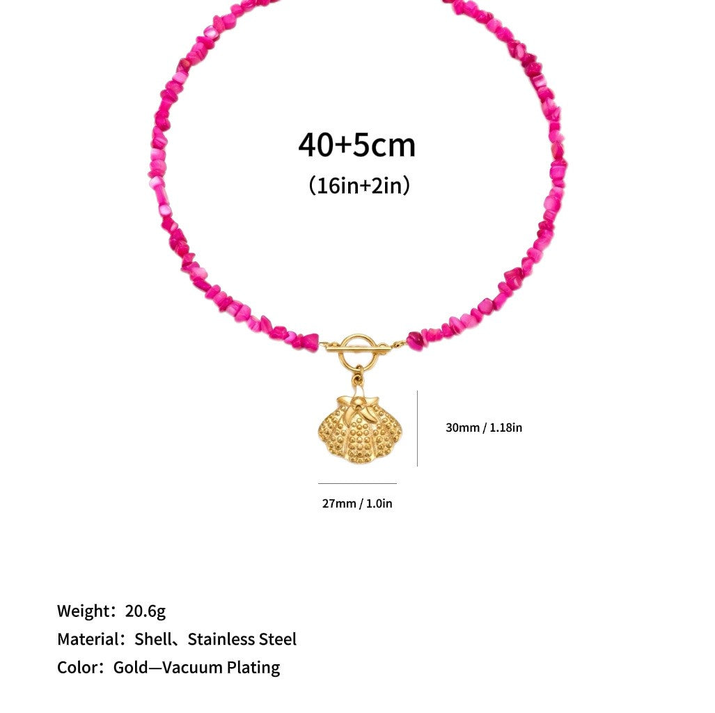 Boho Pink Shell Starfish Necklace