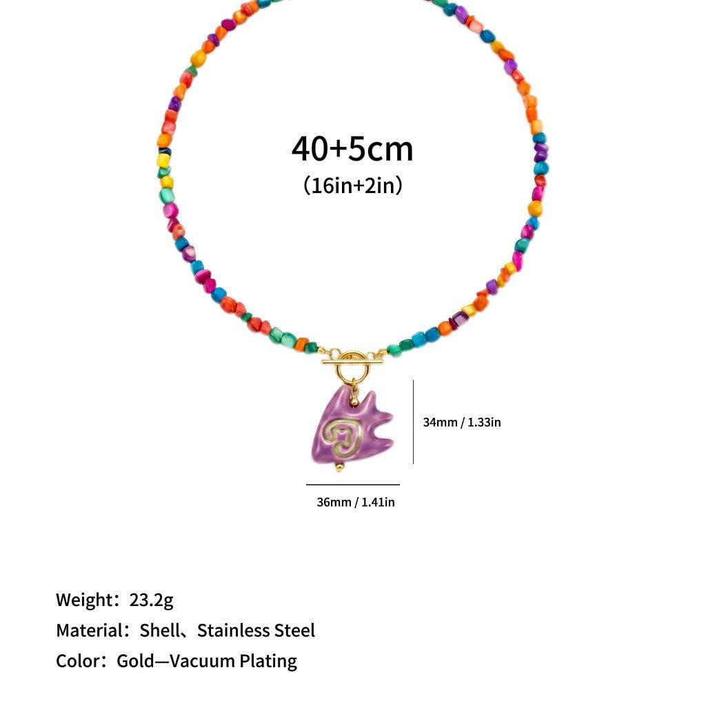 Boho Pink Shell Starfish Necklace