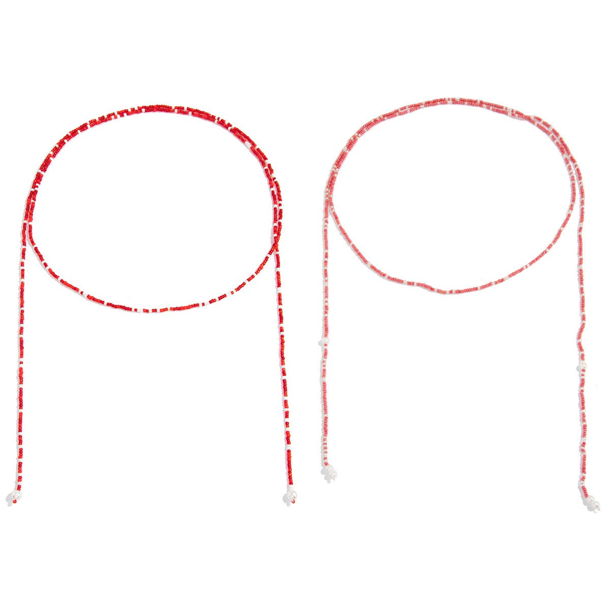 Boho Red Seed Bead Faux Pearl Y-Necklace