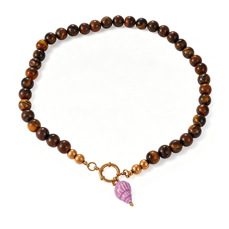 Boho Tiger Eye Multicolor Conch Necklace