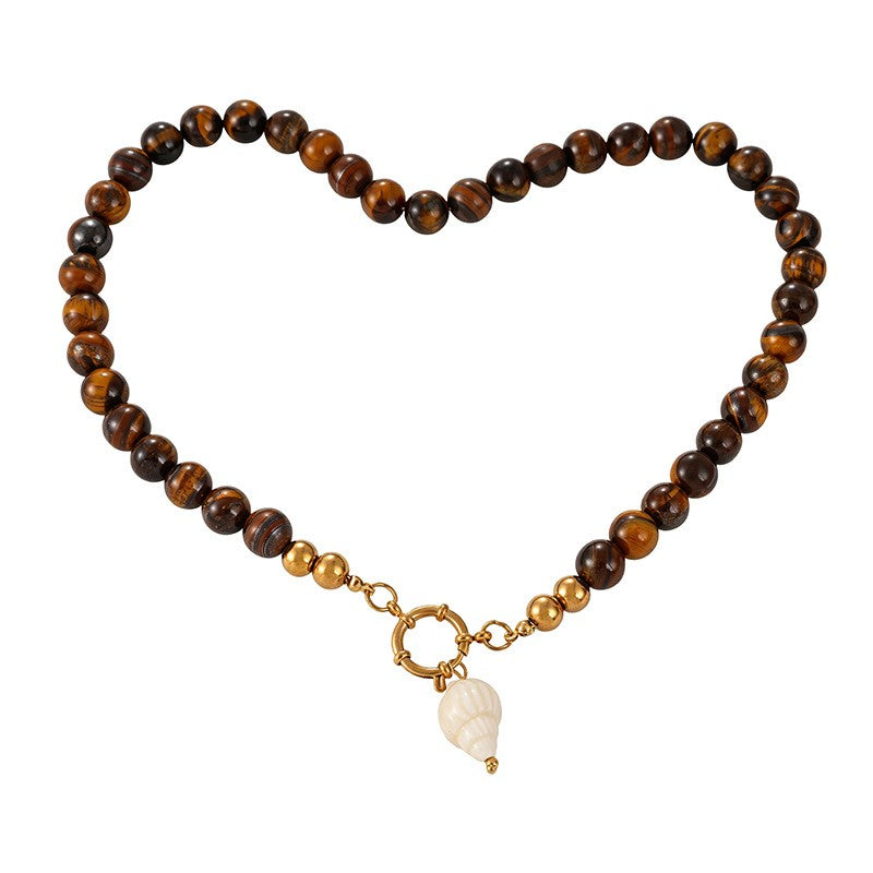 Boho Tiger Eye Multicolor Conch Necklace