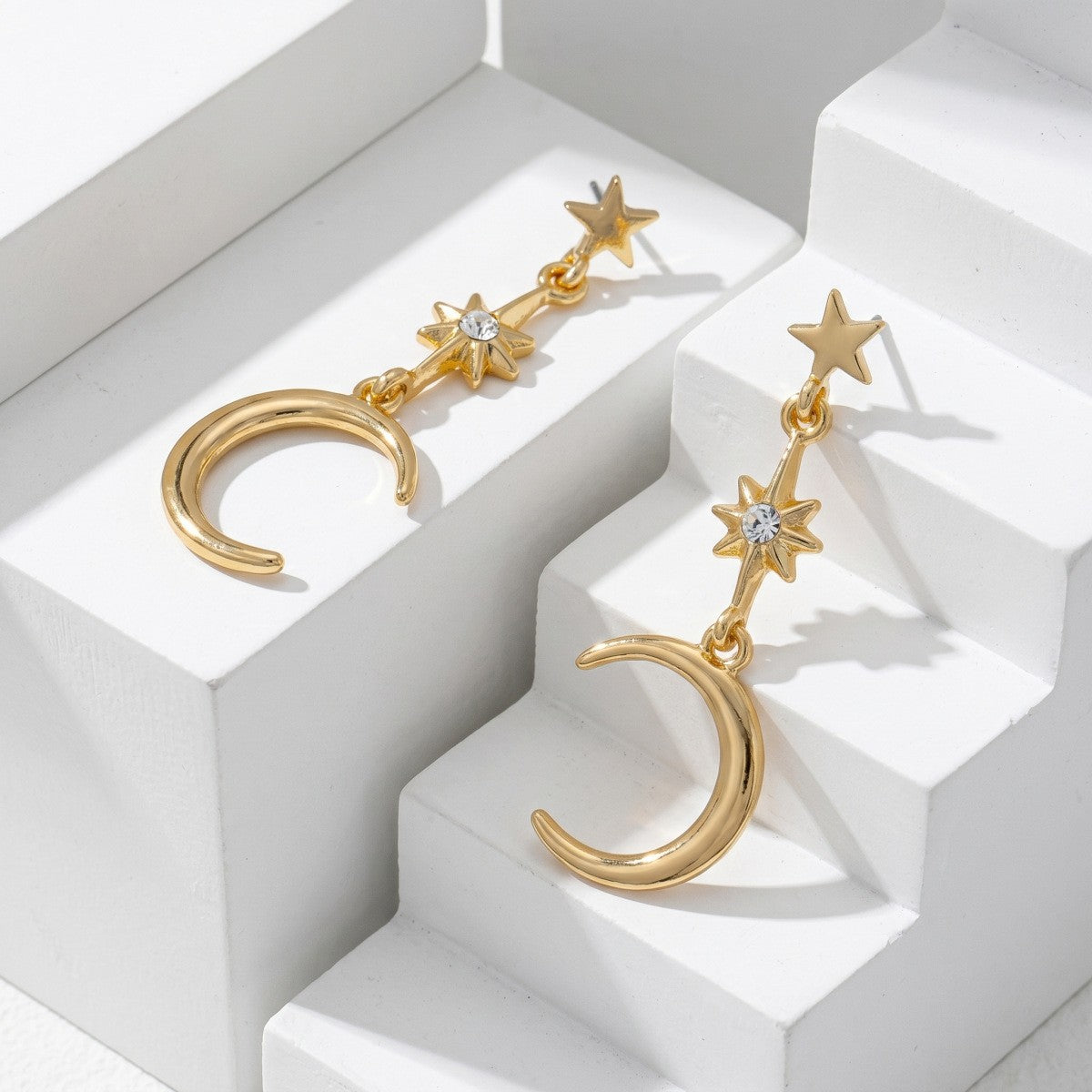 Dainty Star Moon Drop Earrings