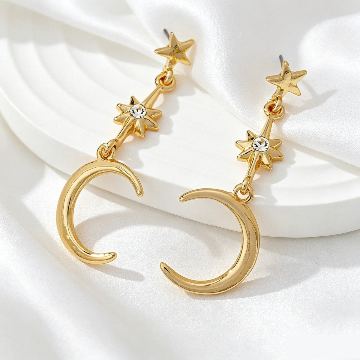 Dainty Star Moon Drop Earrings