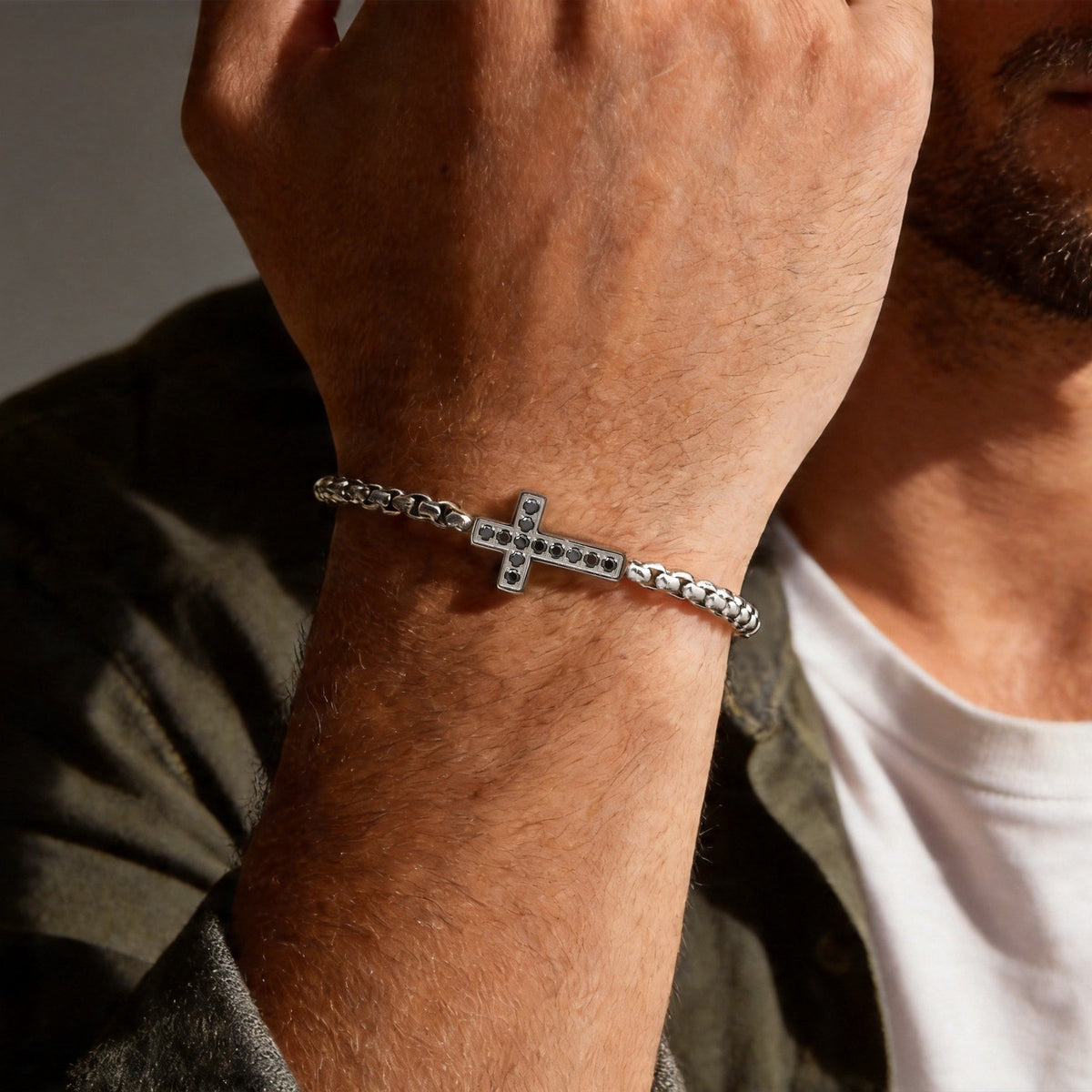 Classy Cubic Zirconia Cross Bracelet