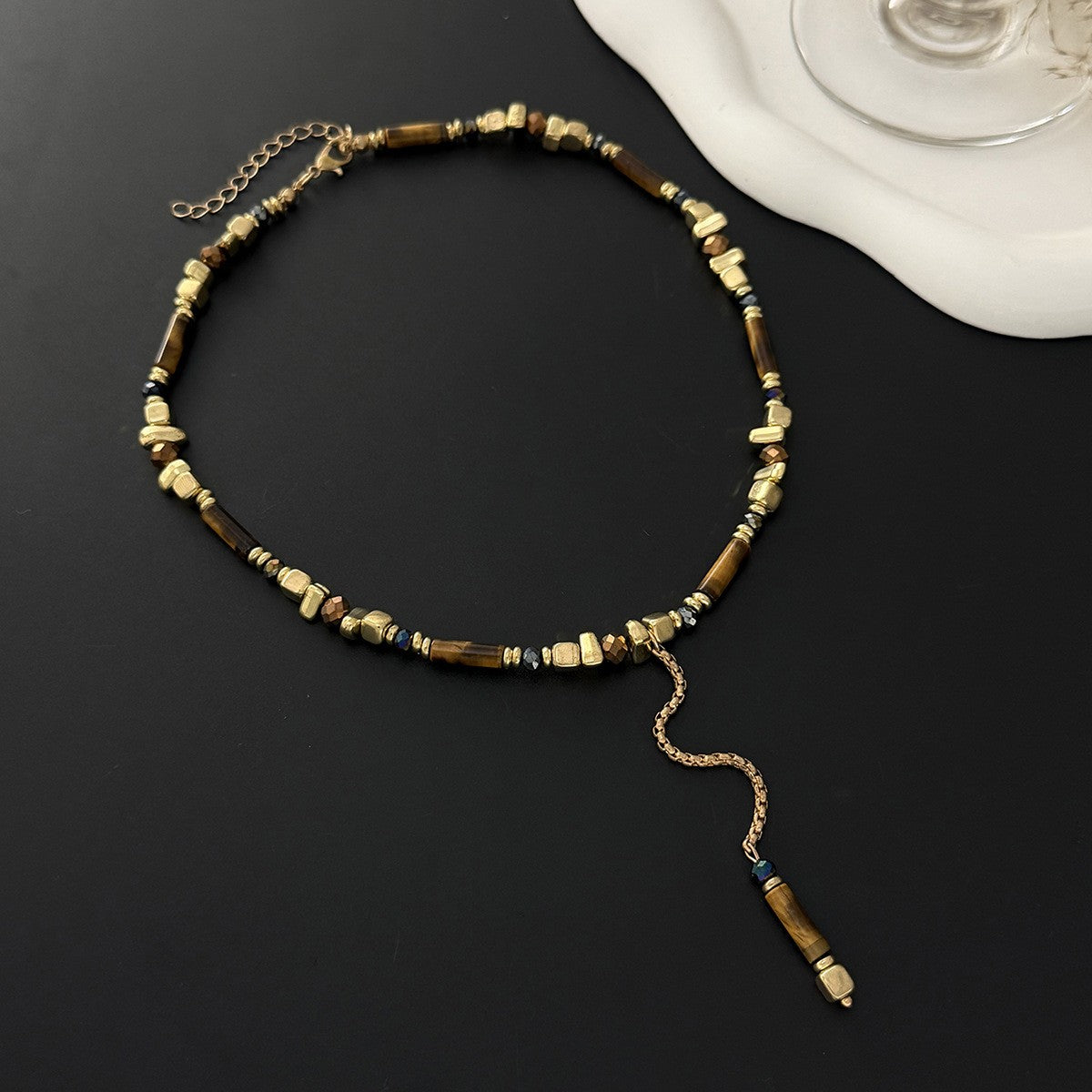 Classy Geometric Crystal Y-Necklace