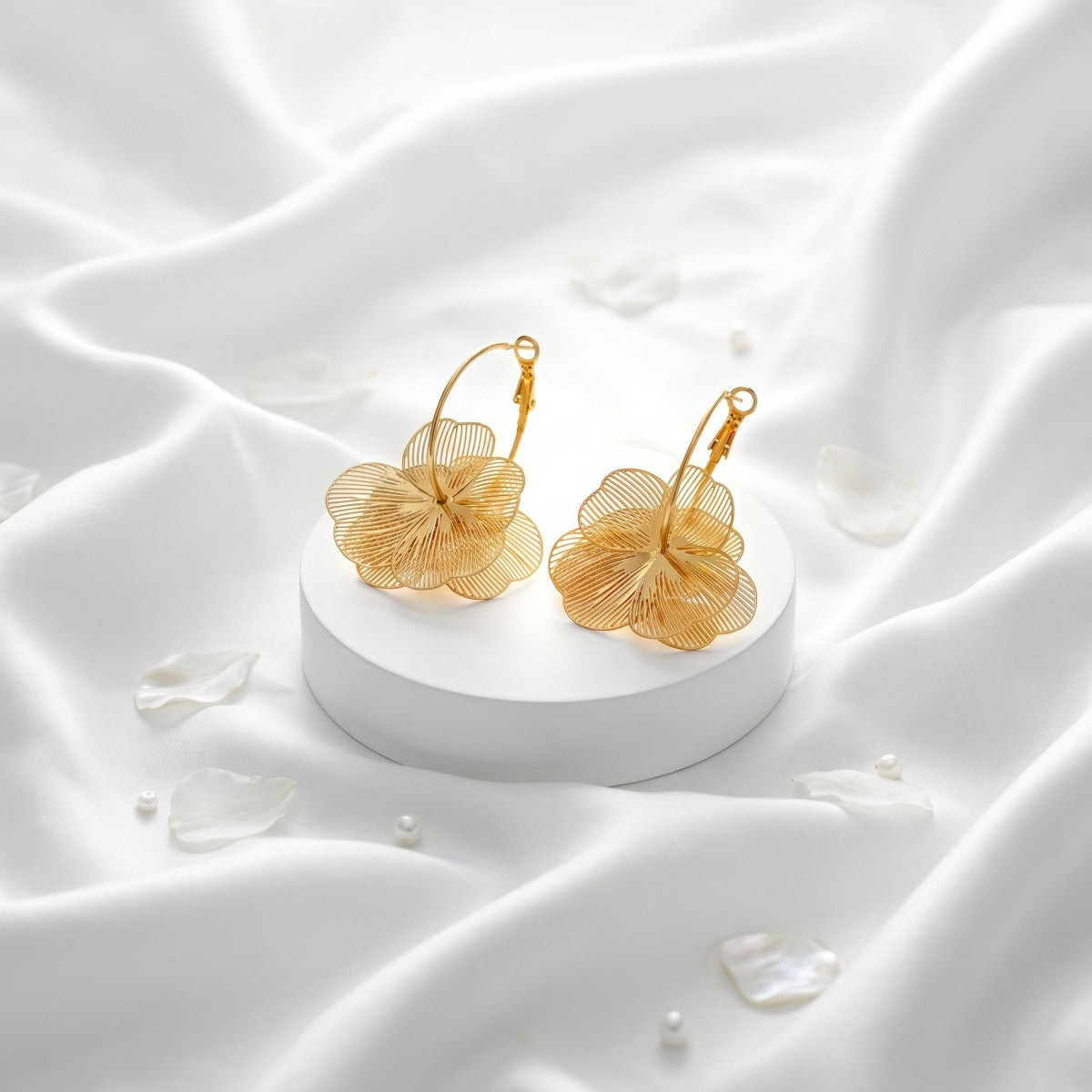 Classy Textured Floral Drop Earrings