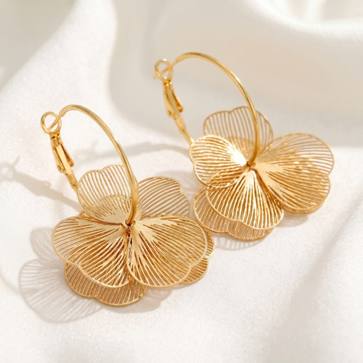 Classy Textured Floral Drop Earrings