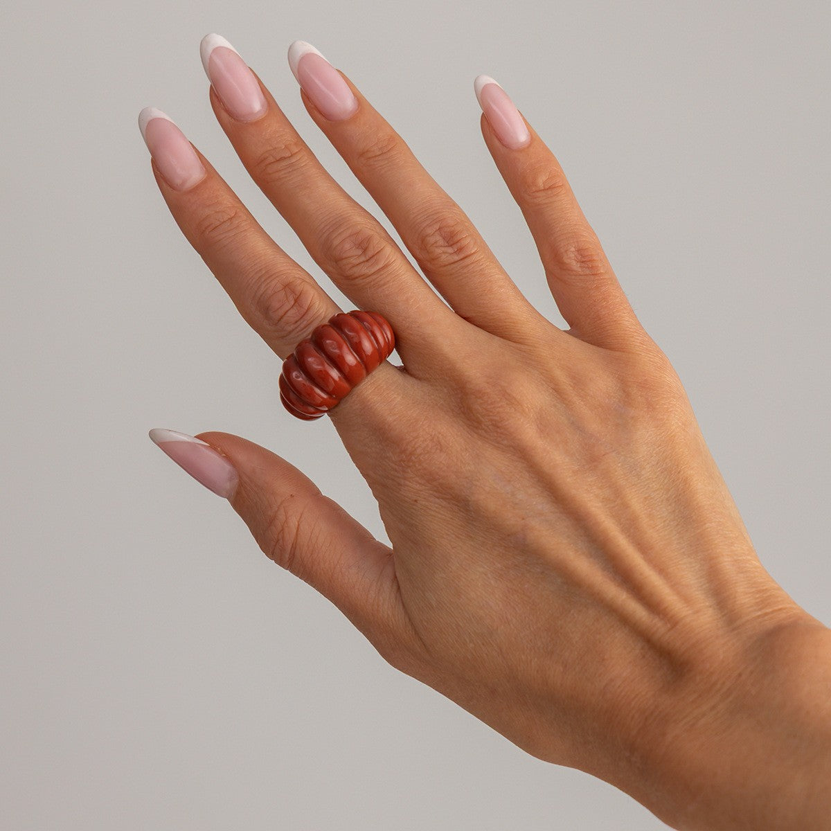 Classy Ribbed Resin Wide Band Ring