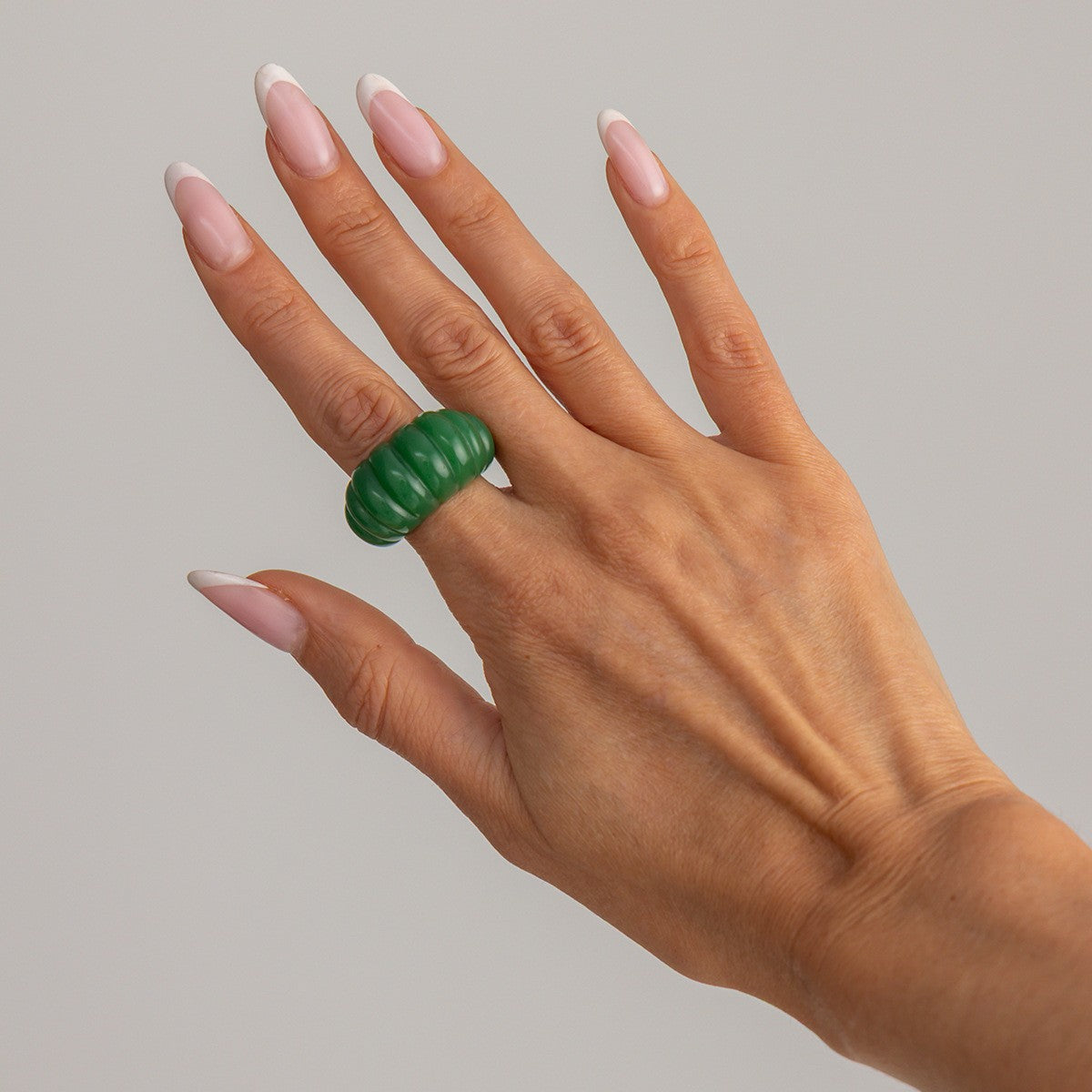 Classy Ribbed Resin Wide Band Ring