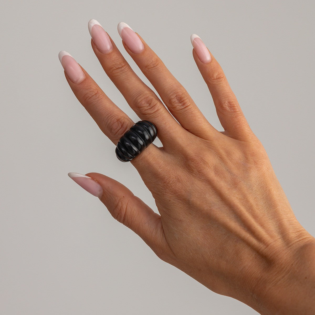 Classy Ribbed Resin Wide Band Ring