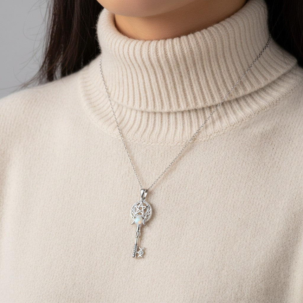 Boho Celestial Star Key Necklace