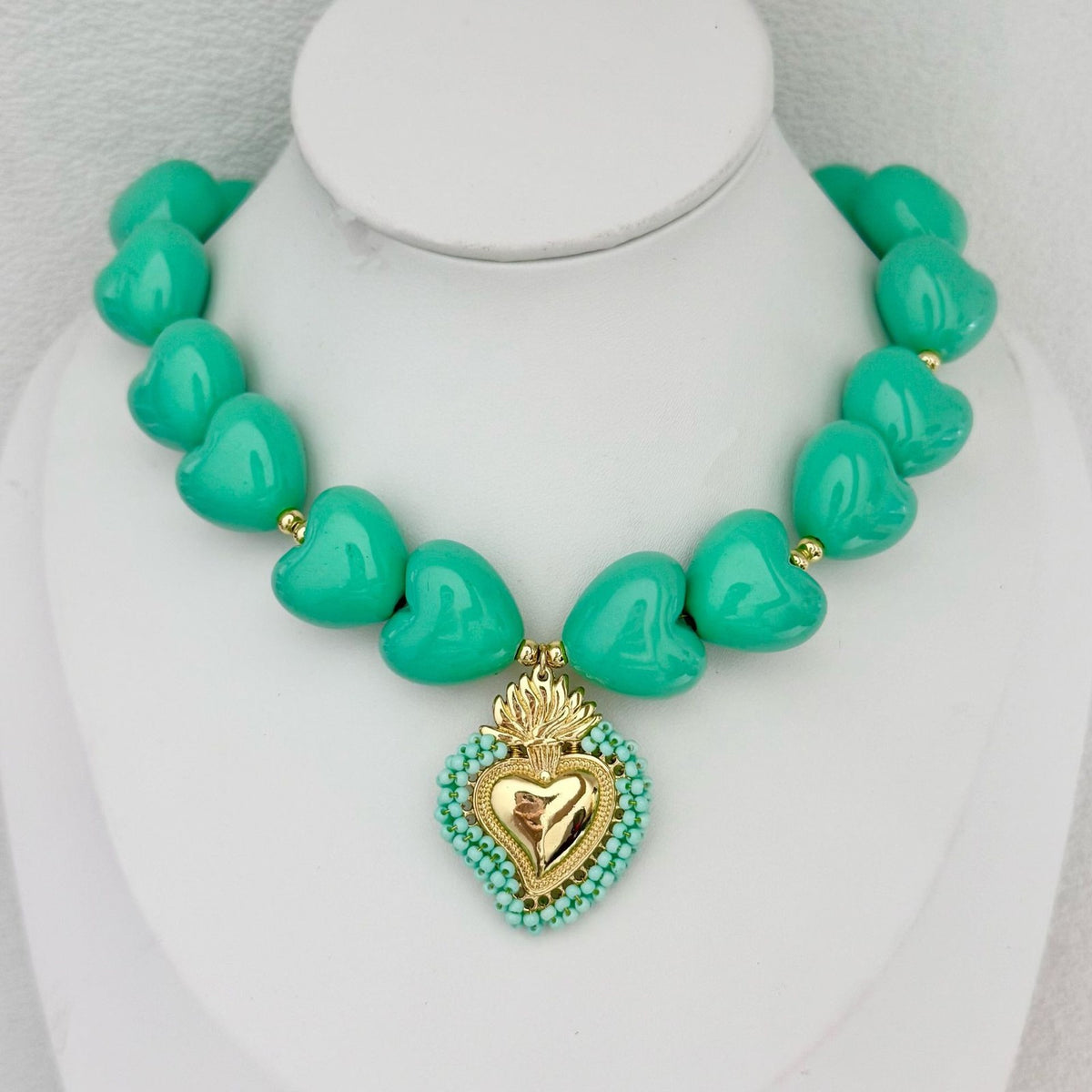 Romantic Macaron Heart Beaded Necklace