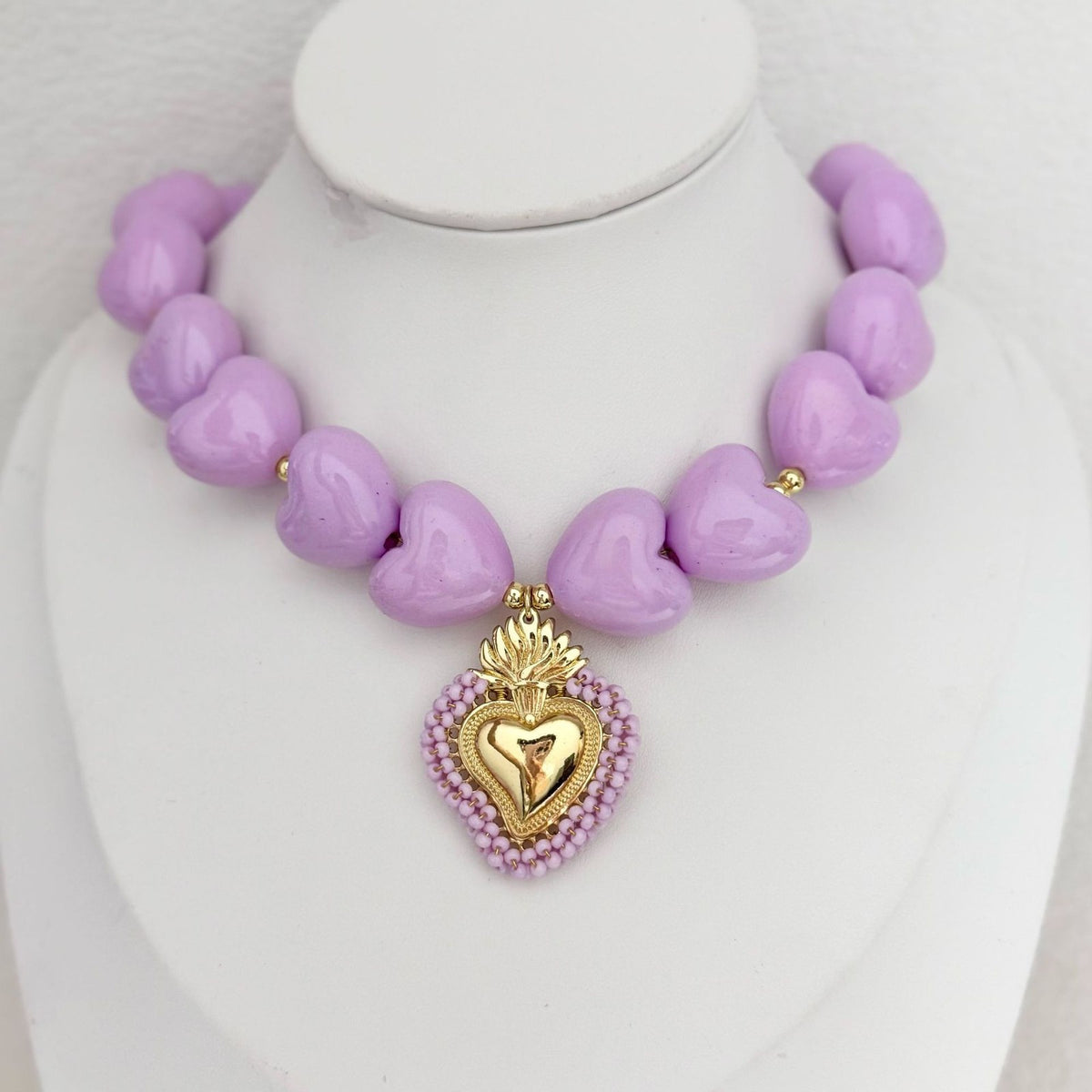 Romantic Macaron Heart Beaded Necklace