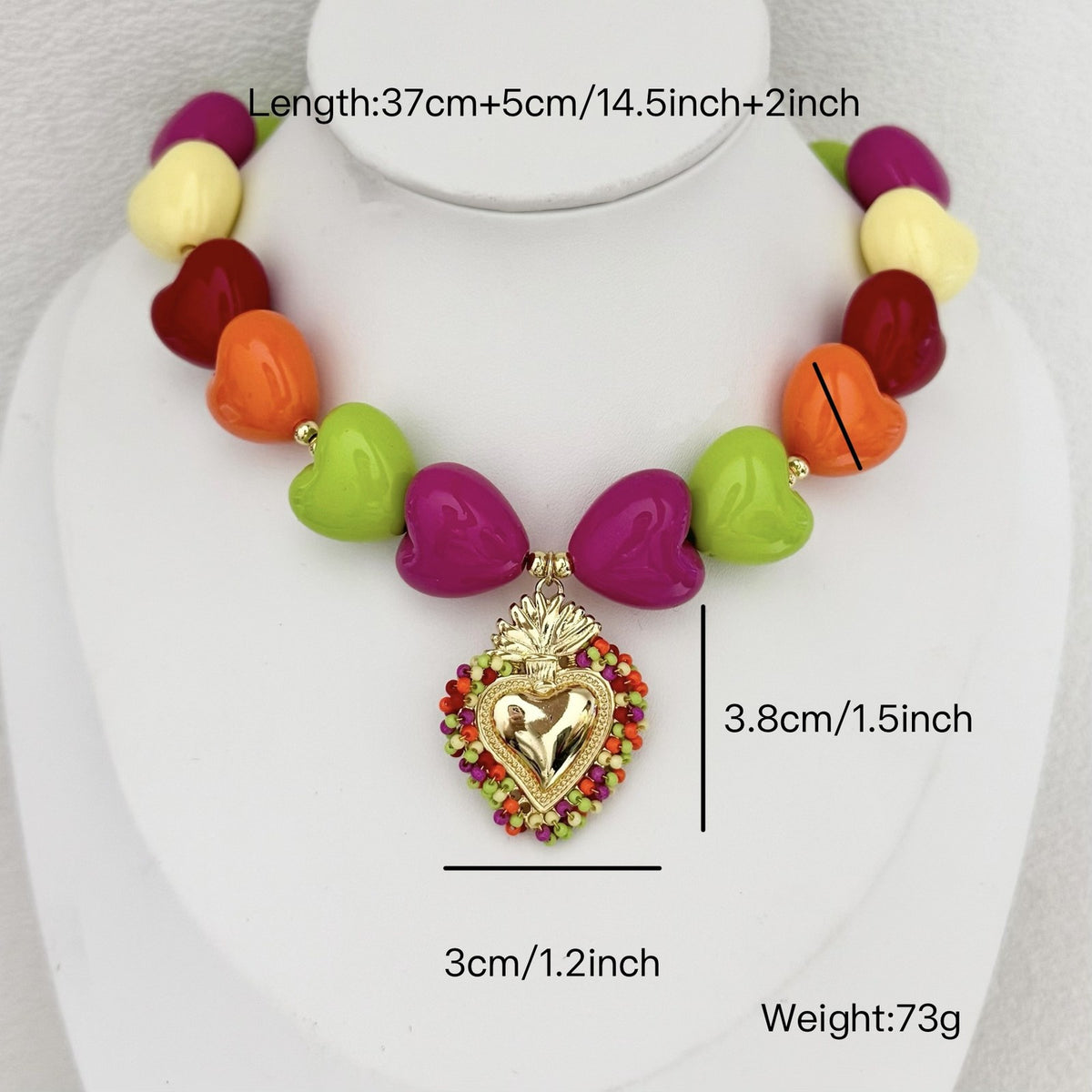 Romantic Macaron Heart Beaded Necklace