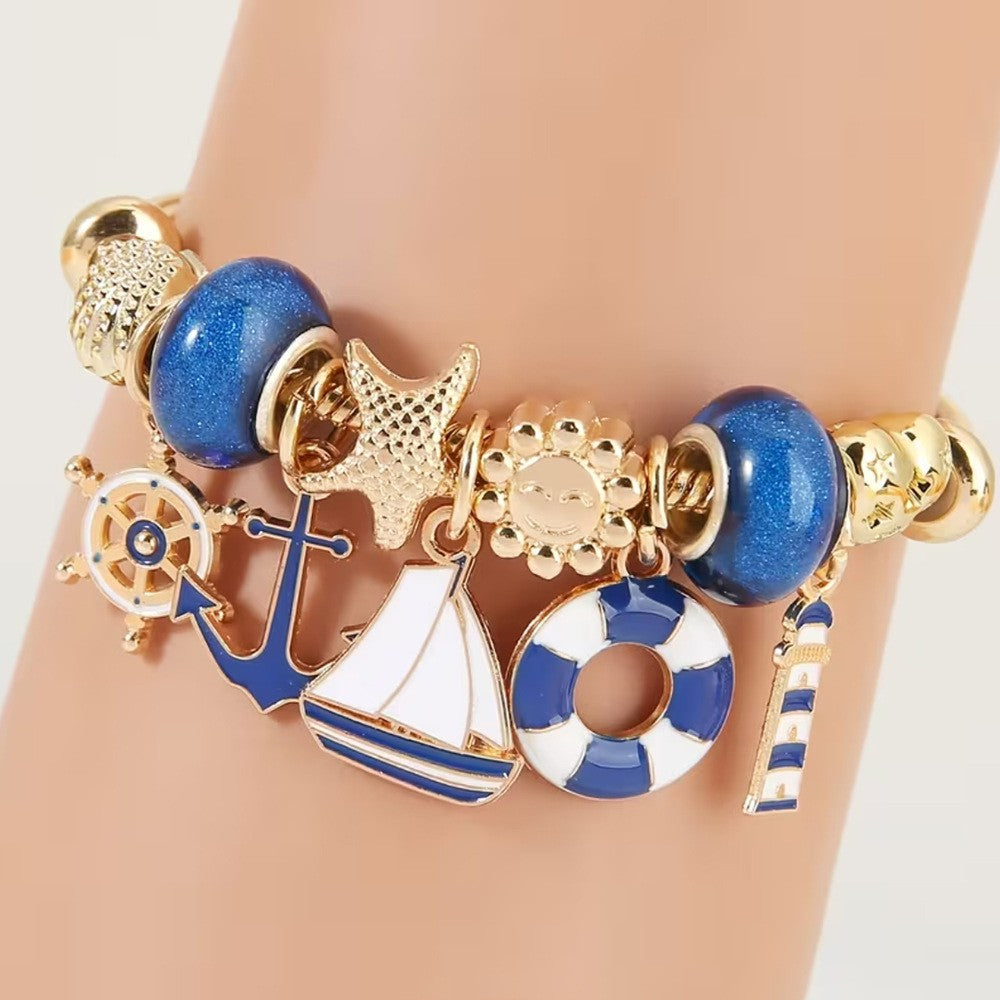 Dainty Nautical Anchor Charm Bracelet