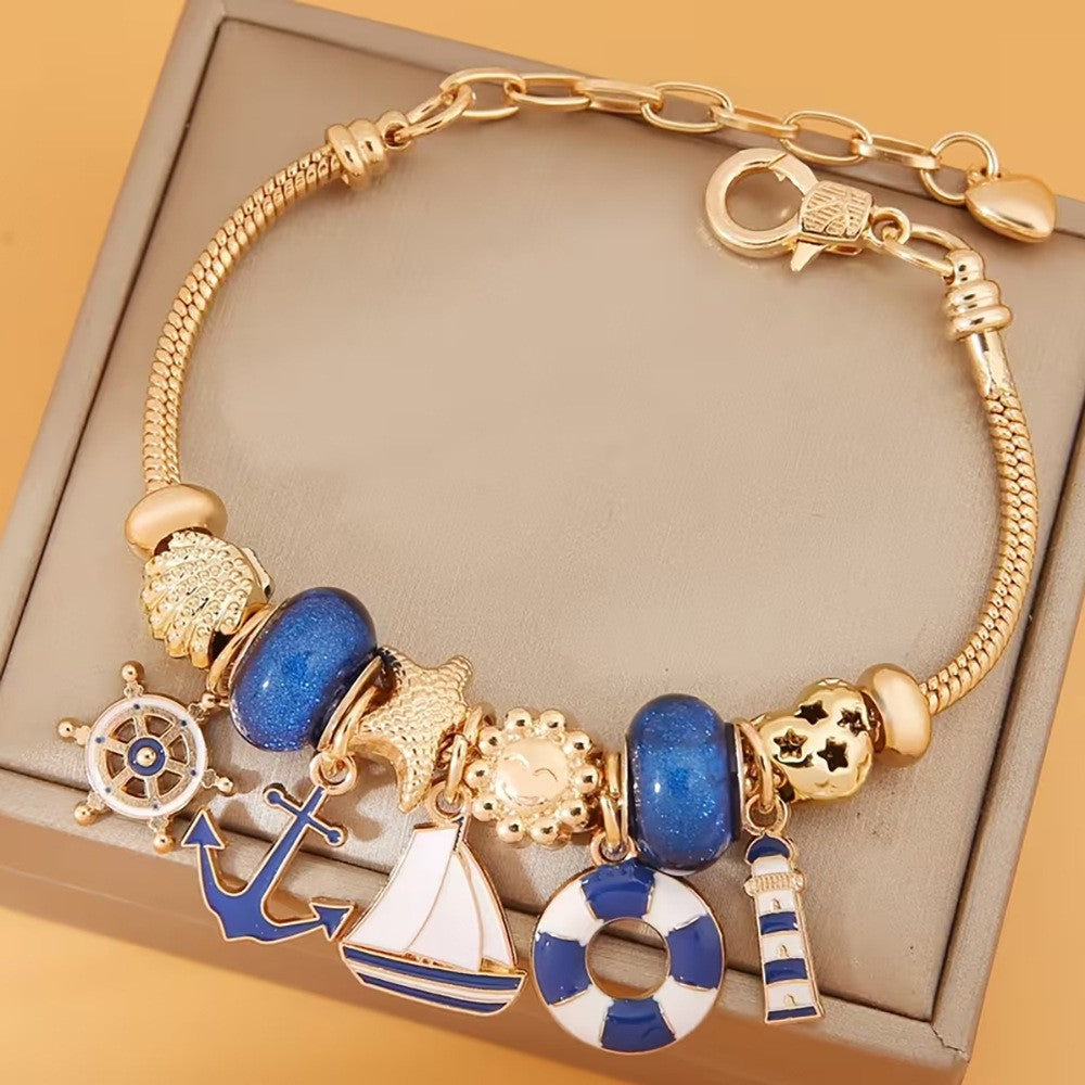 Dainty Nautical Anchor Charm Bracelet