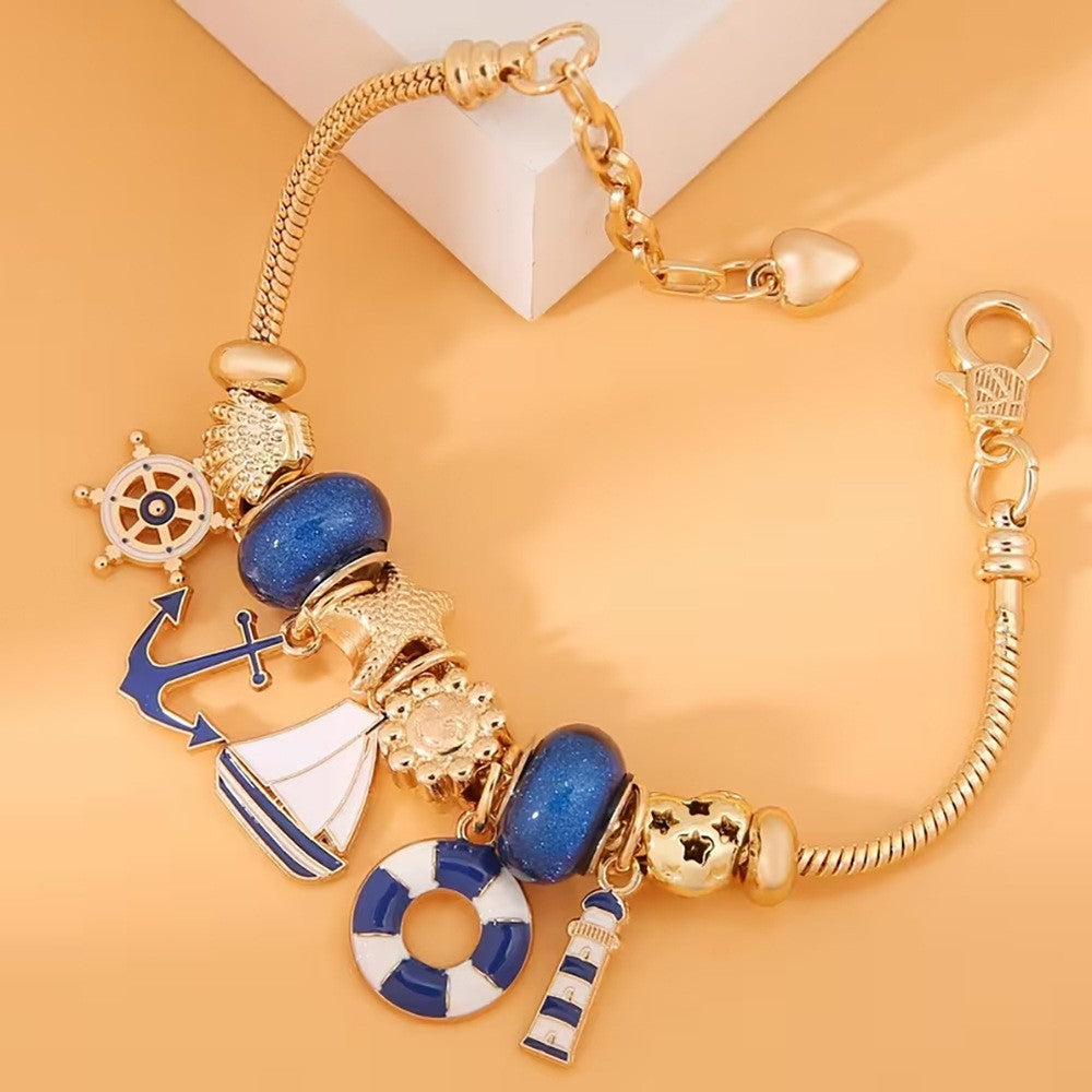 Dainty Nautical Anchor Charm Bracelet