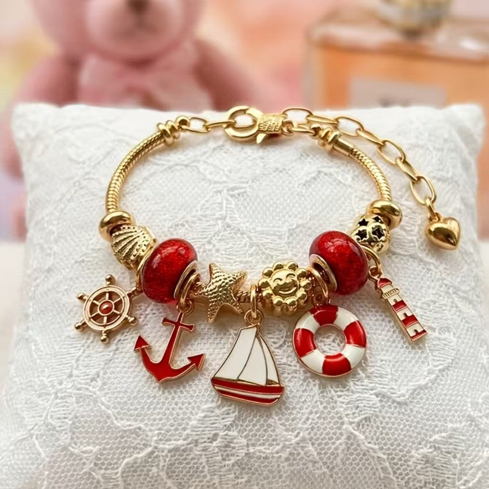 Dainty Nautical Anchor Charm Bracelet