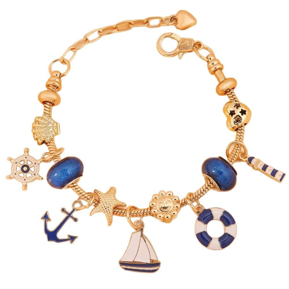 Dainty Nautical Anchor Charm Bracelet