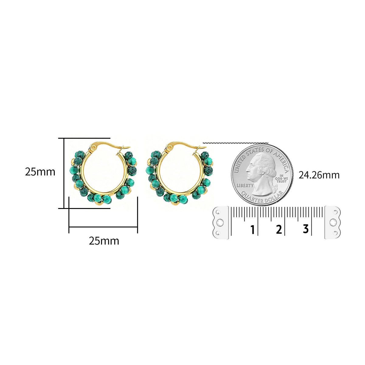Boho Emerald Beaded Cluster Hoop Earrings