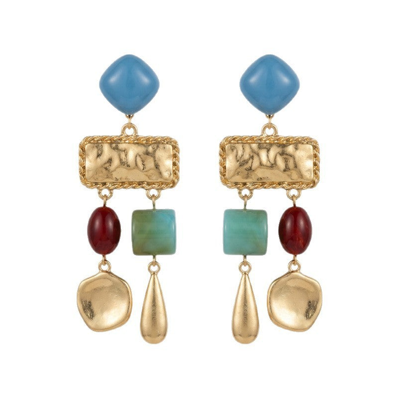 Boho Multicolor Geometric Block Earrings