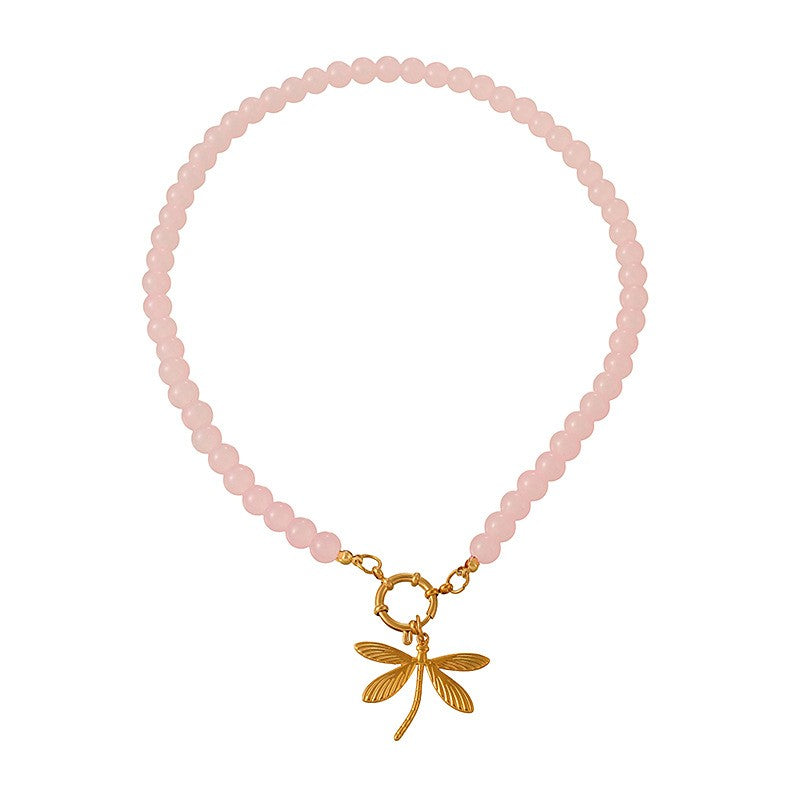 Boho Beaded Dragonfly Circle Clasp Necklace