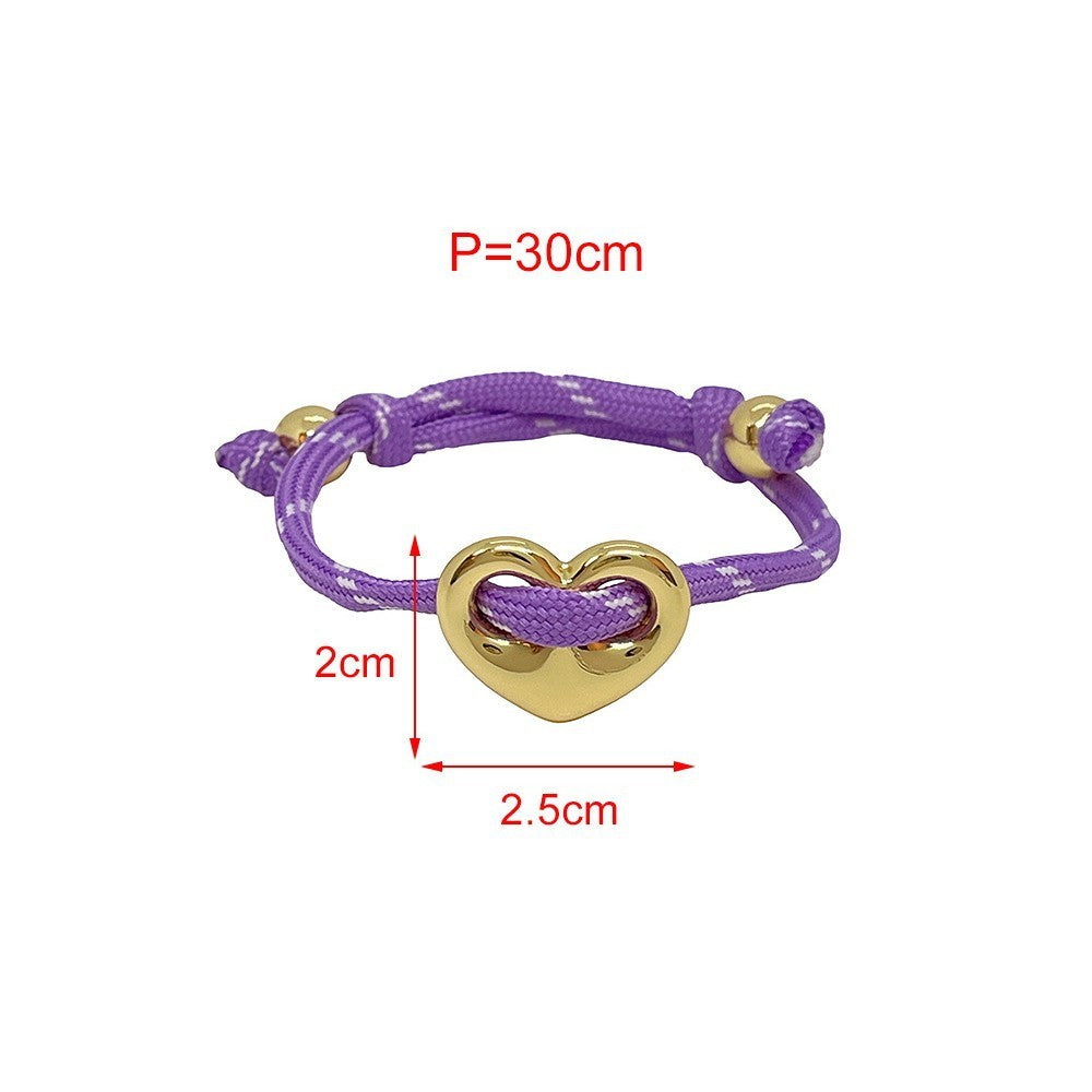 Dopamine Multi-Color Braided Heart Bracelet Set