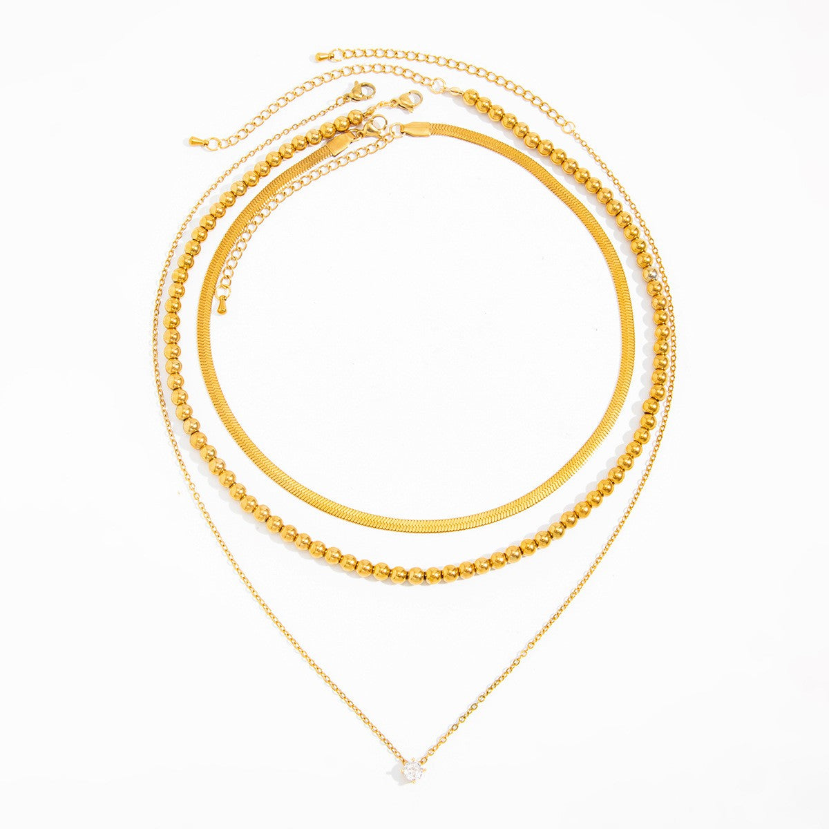 Classy Layered Snake & Bead Necklace