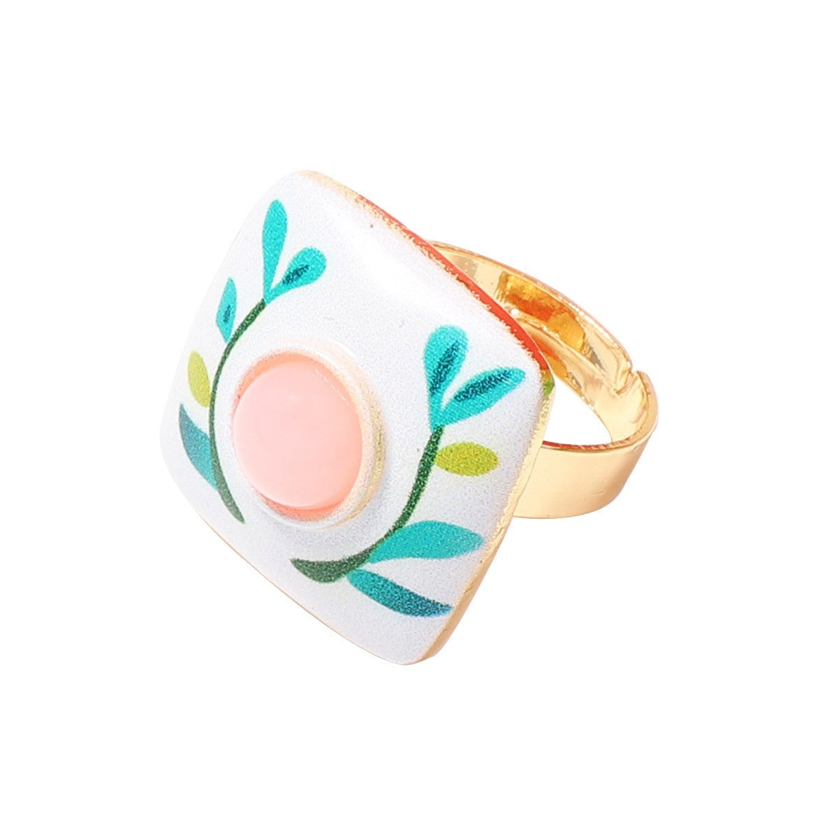 Romantic Enamel Floral Open Ring