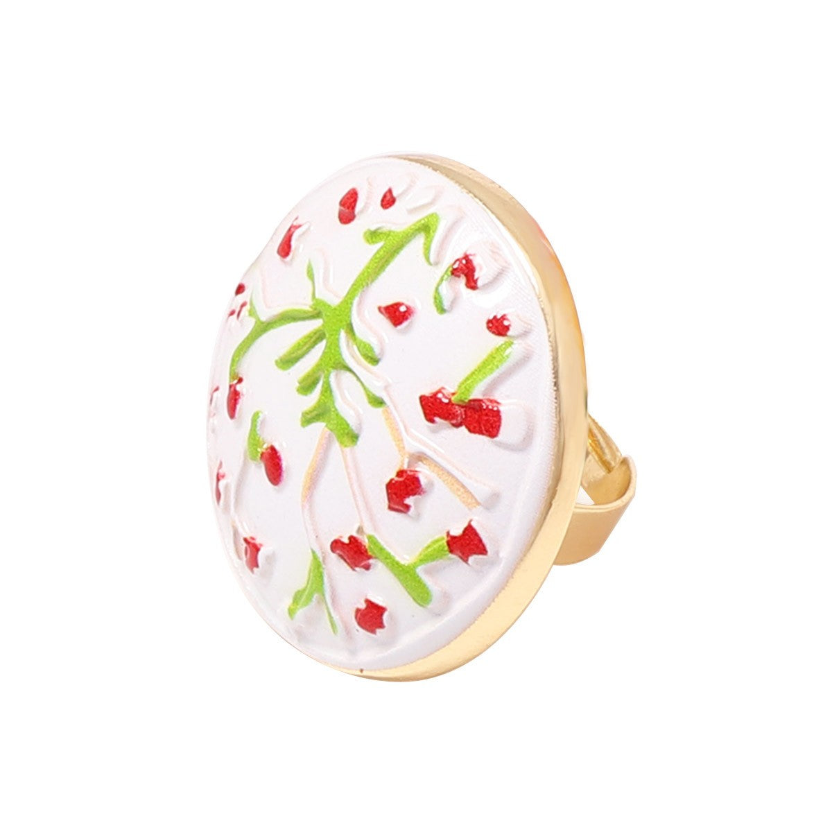 Romantic Enamel Floral Open Ring