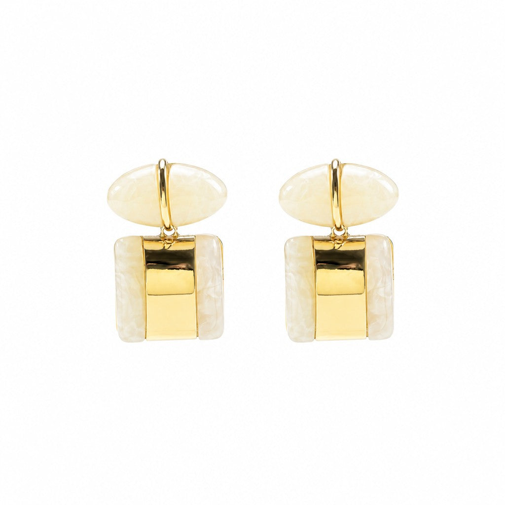 Classy Vintage Green Geometric Resin Drop Earrings
