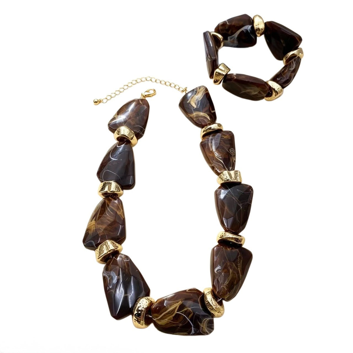 Classy Marbled Acrylic Necklace & Bracelet Set