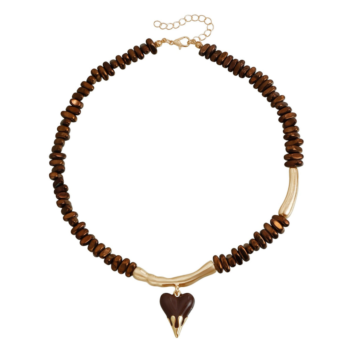 Boho Hematite Beaded Heart Necklace
