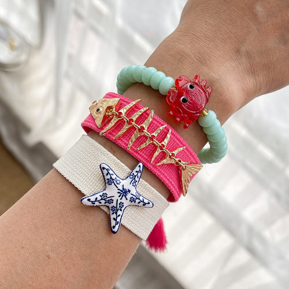 Playful Nautical Starfish & Crab Bracelet Set