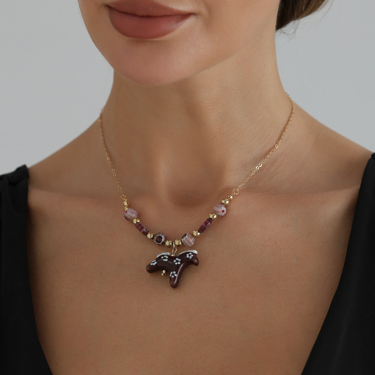 Classy Beaded Horse Pendant Necklace