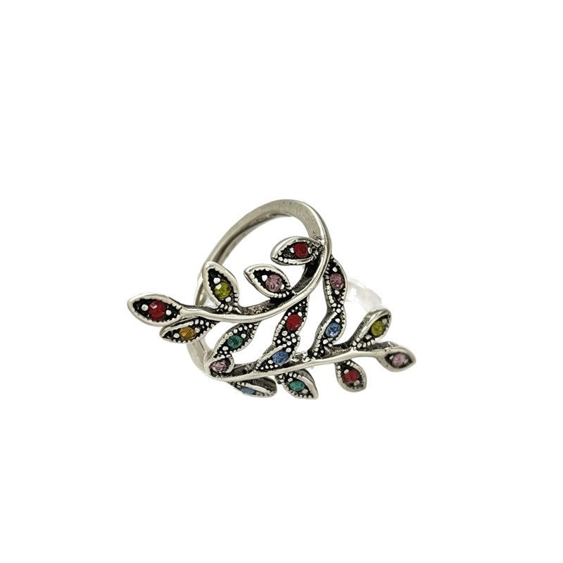 Romantic Multicolor Leaf Open Ring