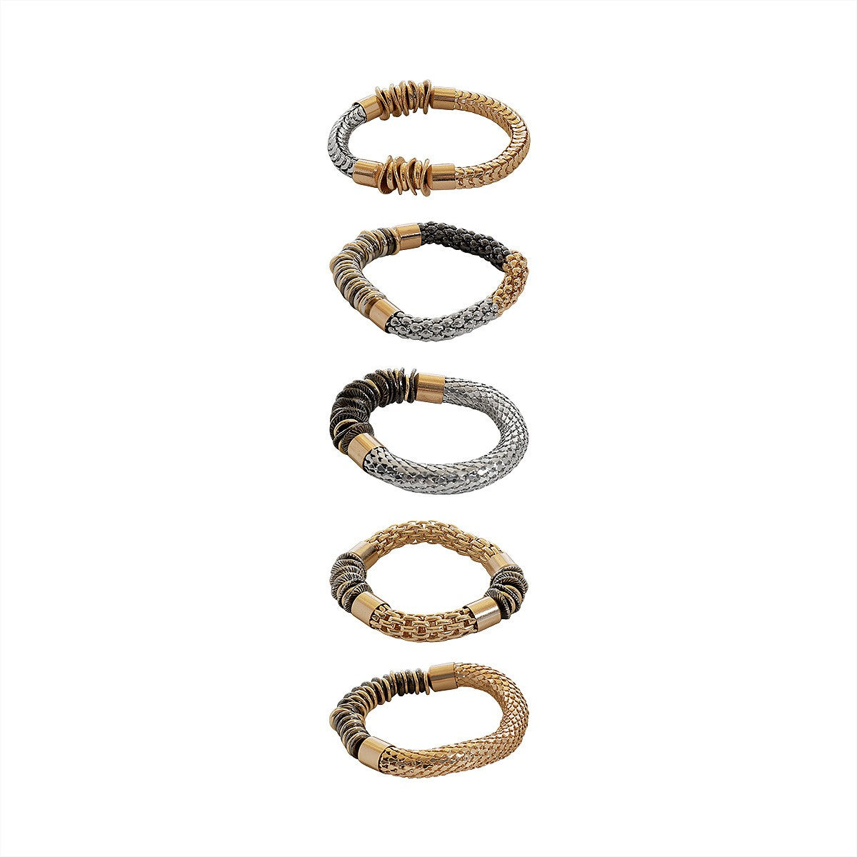 Classy Mixed Texture Stackable Bangle Set