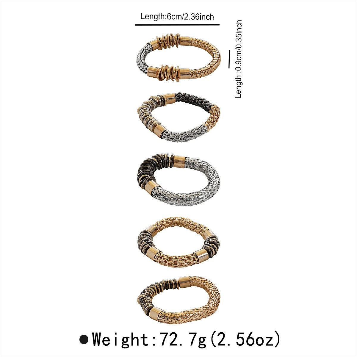 Classy Mixed Texture Stackable Bangle Set