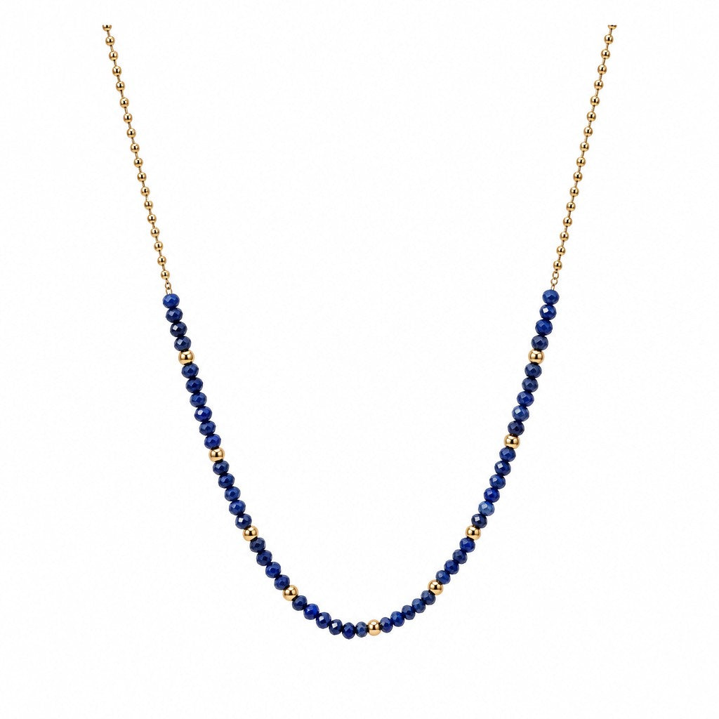 Boho Lapis Lazuli Beaded Necklace & Earring Set
