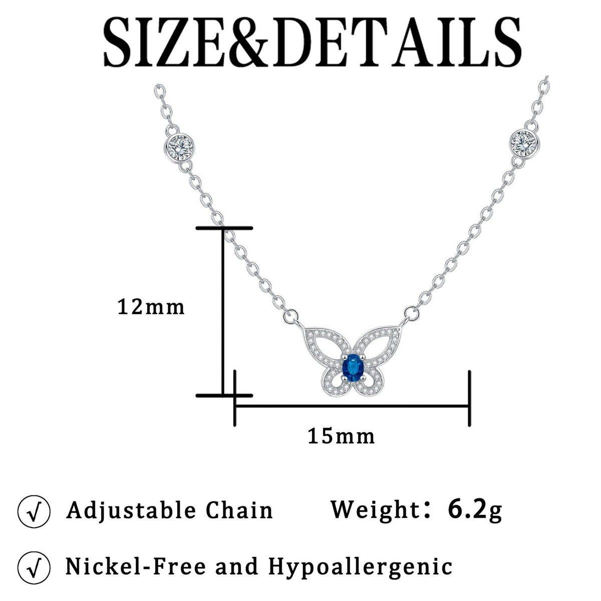 Elegant Blue Crystal Butterfly Station Necklace